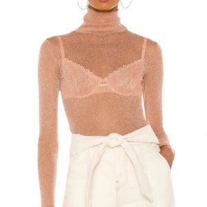 Jonathan Simkhai Pink Shimmer Sheer Turtleneck